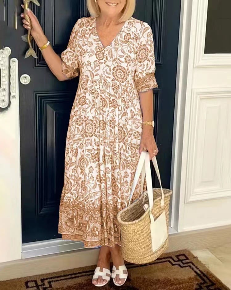 Ingrid™ | Bloemenjurk met V-hals