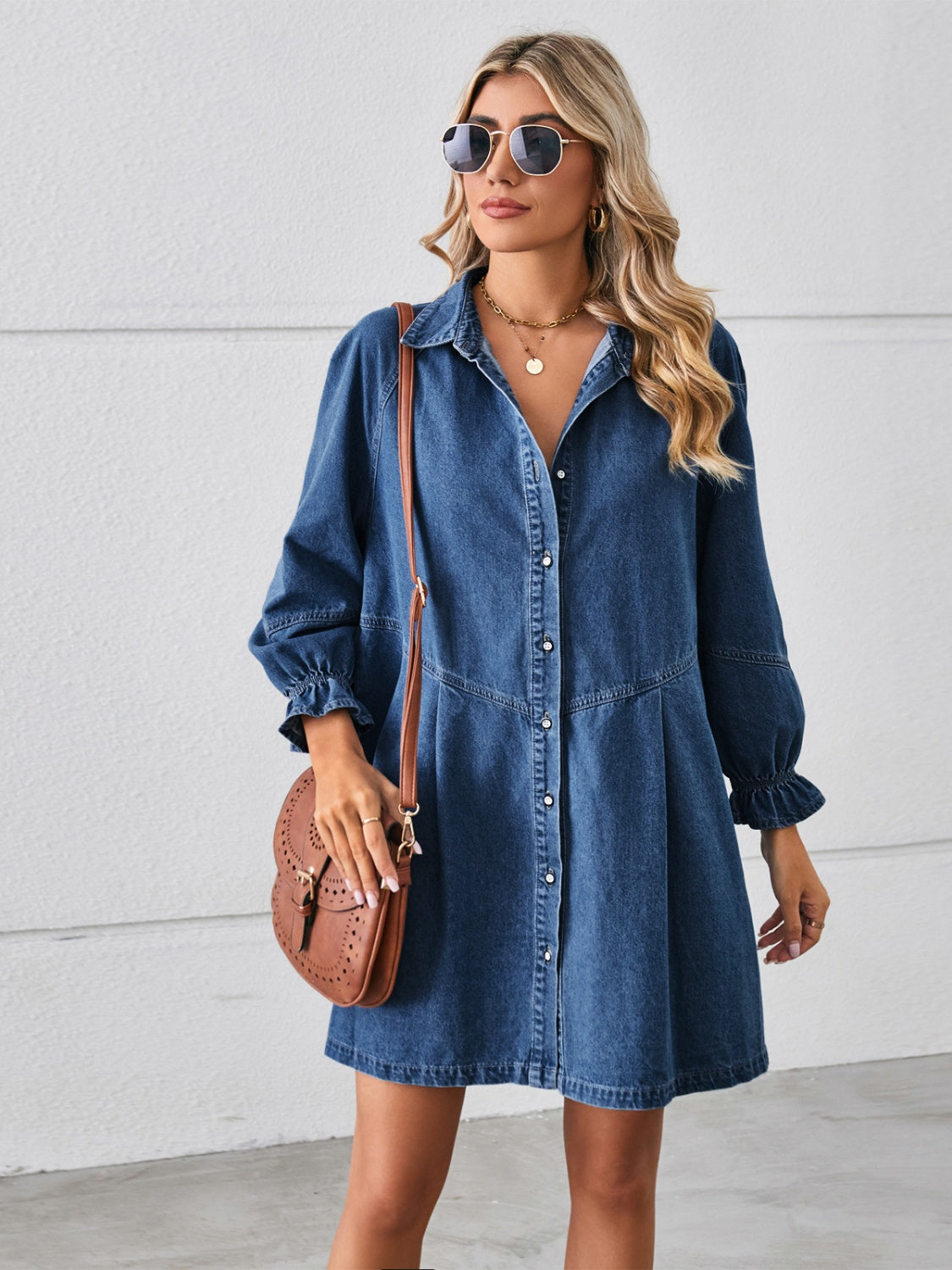 Vera™ | Denim jurk met knopen