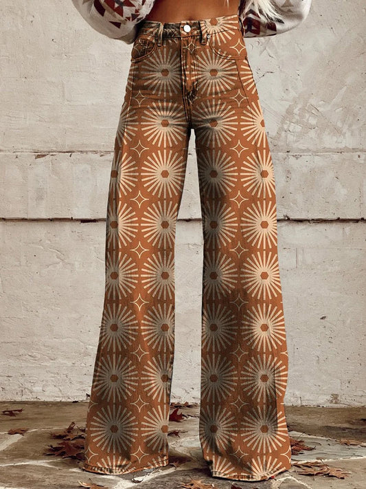 Bethany | Stylish Geometric Print Wide Jeans