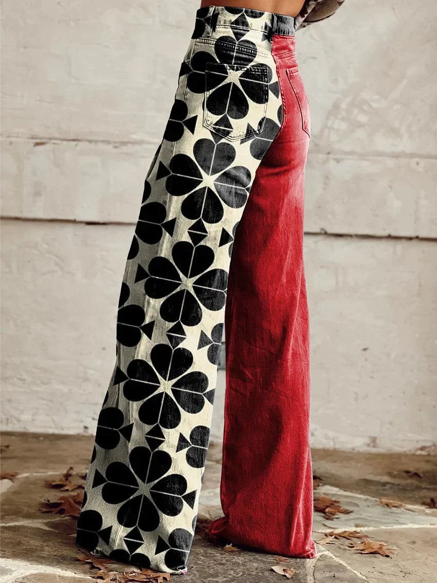 Zoey | Two-Tone Graphic Wide-Leg Jeans