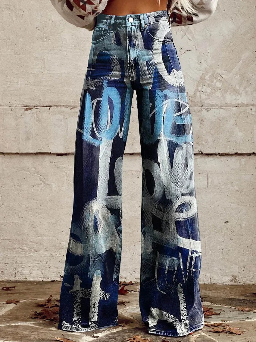 Charlotte | Artistic Printed Wide Leg Pants