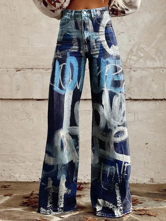 Charlotte | Artistic Printed Wide Leg Pants