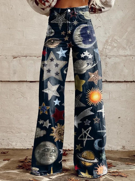 Audrey | High Waist Cosmic Print Jeans