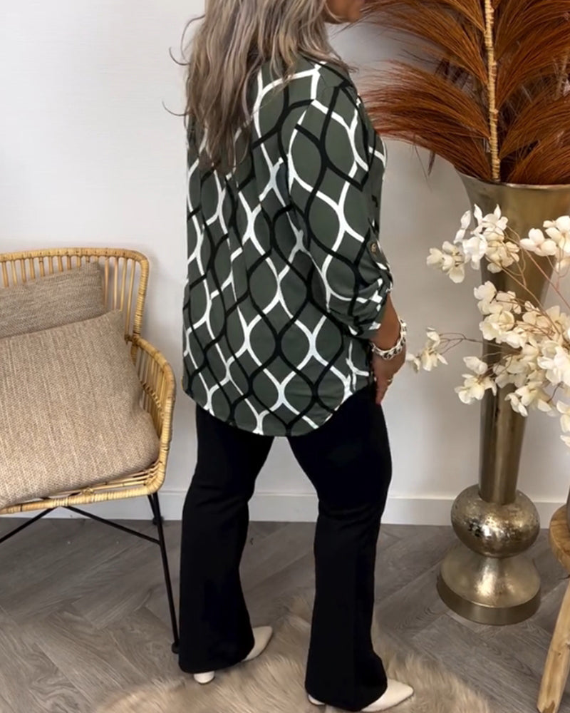 Janny™ | Casual Blouse met Lange Mouwen en Elegant Patroon