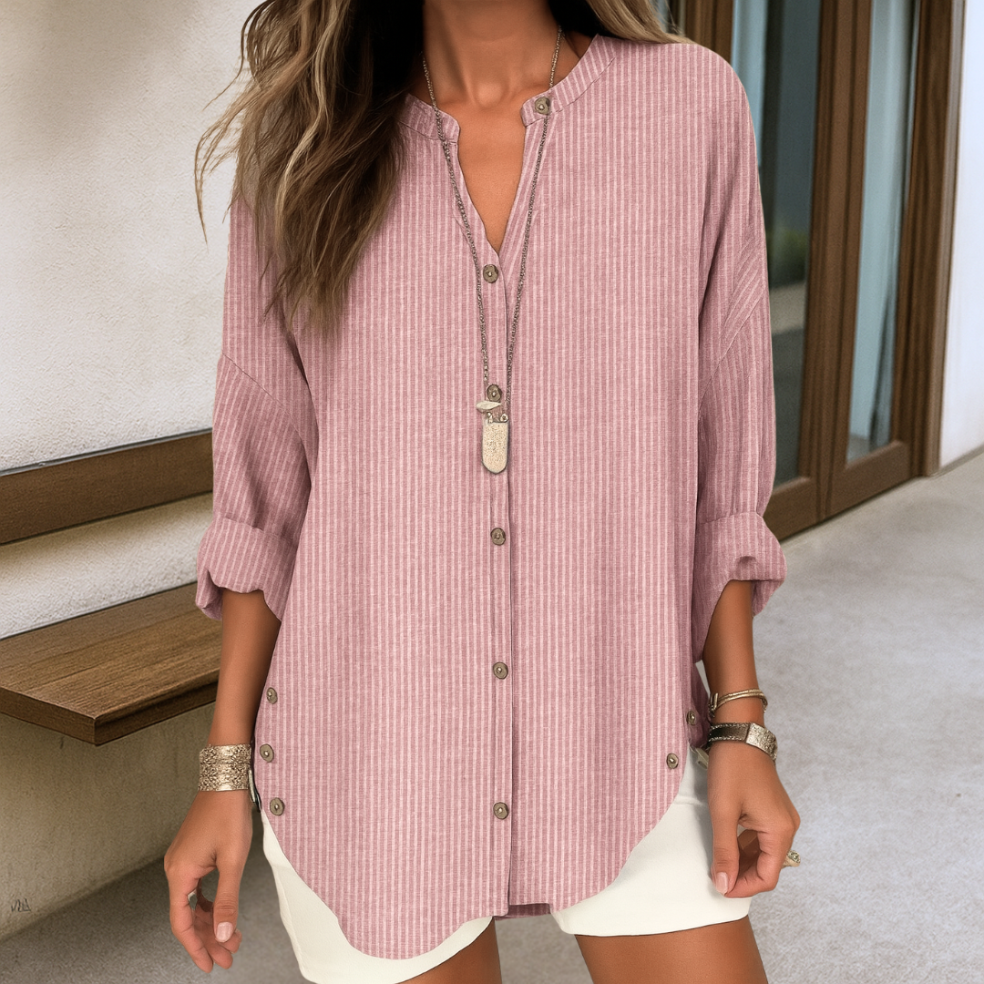 Lydia™ | Elegante gestreepte linnen blouse
