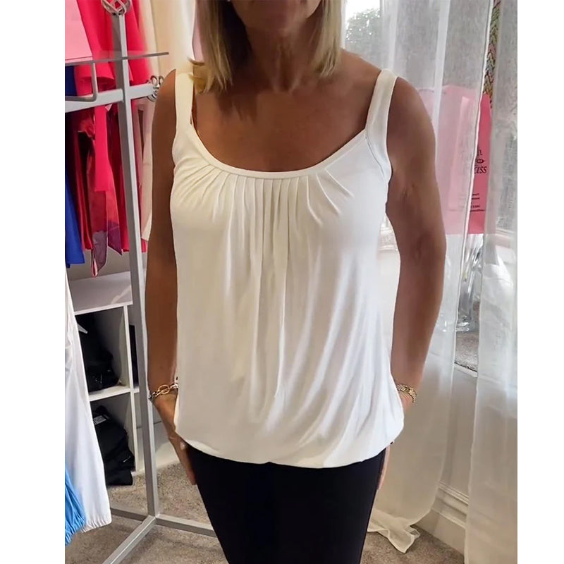 Casual Sleeveless Top with Pleat