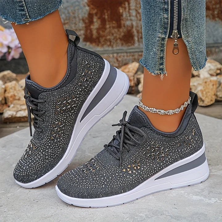 ð¥Laatste dag-actie 50% KORTING â Casual damesmode, ademende orthopedische sneakers met strassversiering