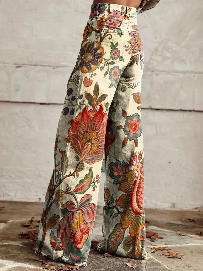 Catherine | Printed Vintage Wide Leg Pants