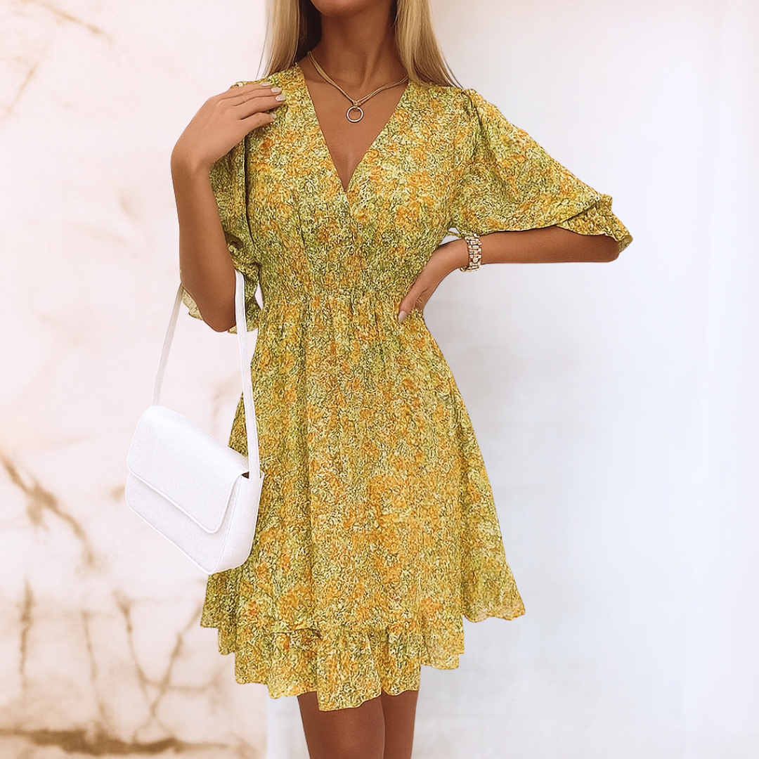 Kim™ | Elegante bloemenjurk met pofmouw