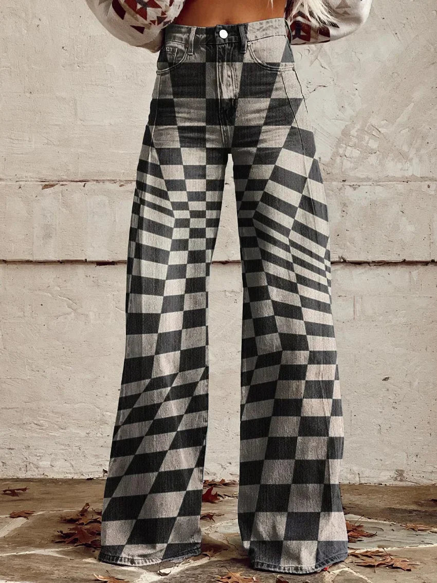 Bianca | Chic Optical Illusion Pattern Pants