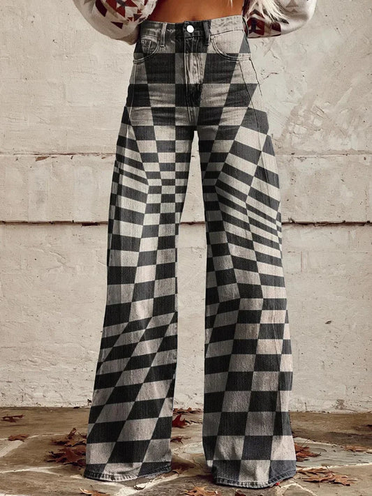 Bianca | Chic Optical Illusion Pattern Pants