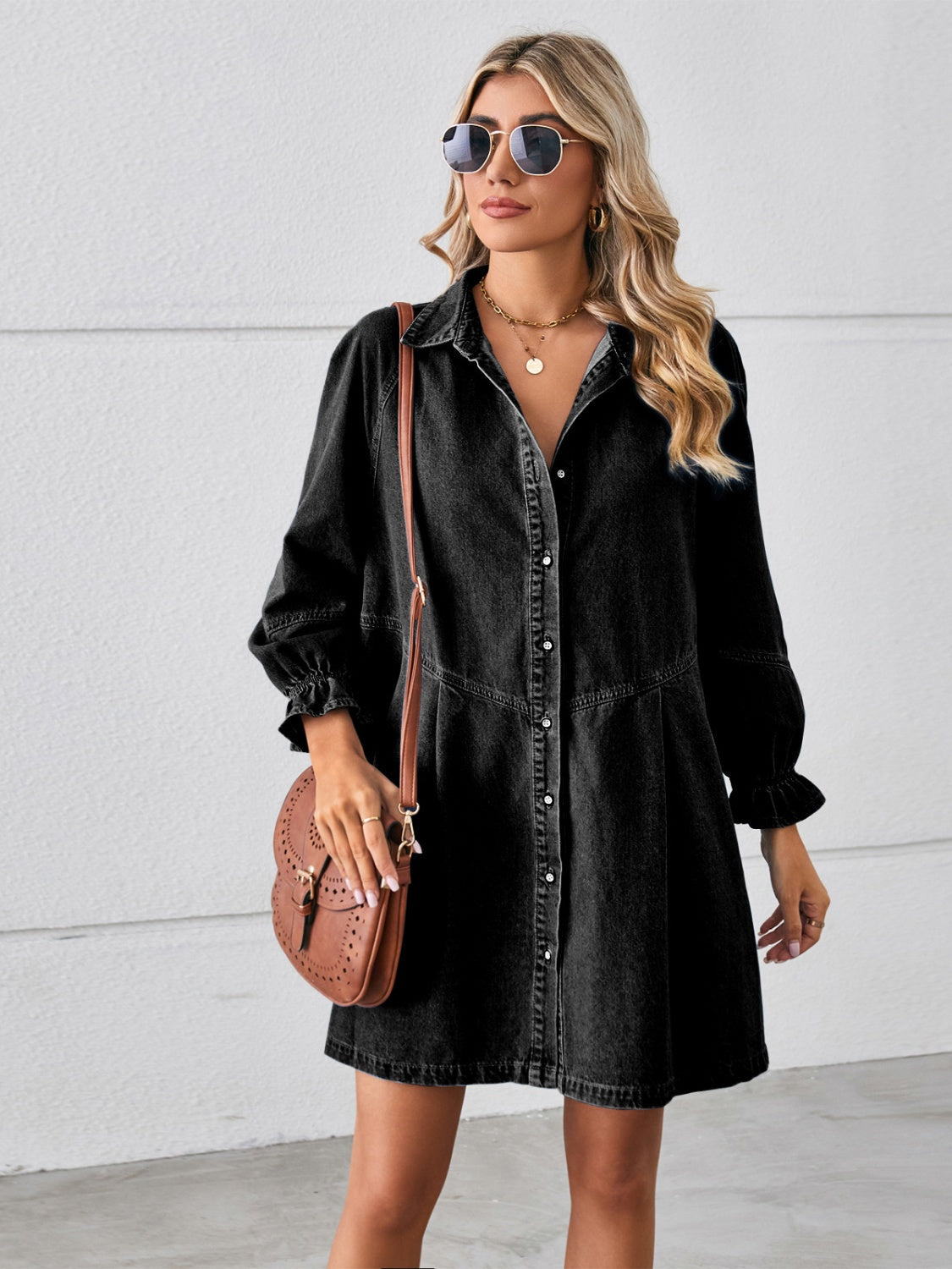 Vera™ | Denim jurk met knopen