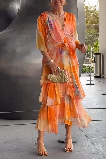 Megan | Elegant Watercolor Maxi Dress