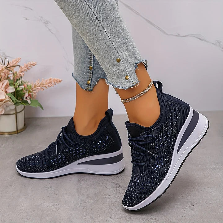 ð¥Laatste dag-actie 50% KORTING â Casual damesmode, ademende orthopedische sneakers met strassversiering