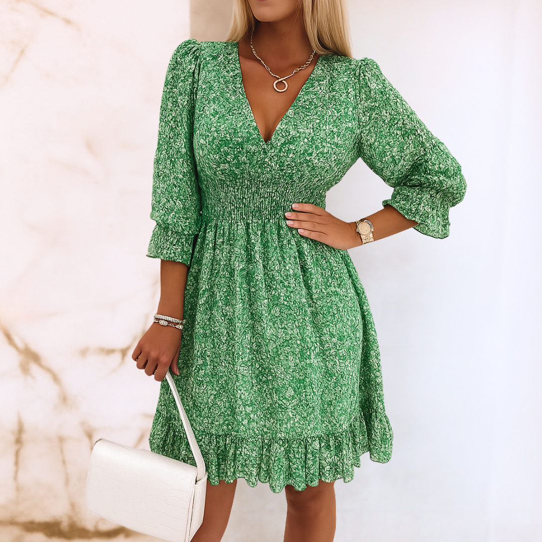 Kim™ | Elegante bloemenjurk met pofmouw