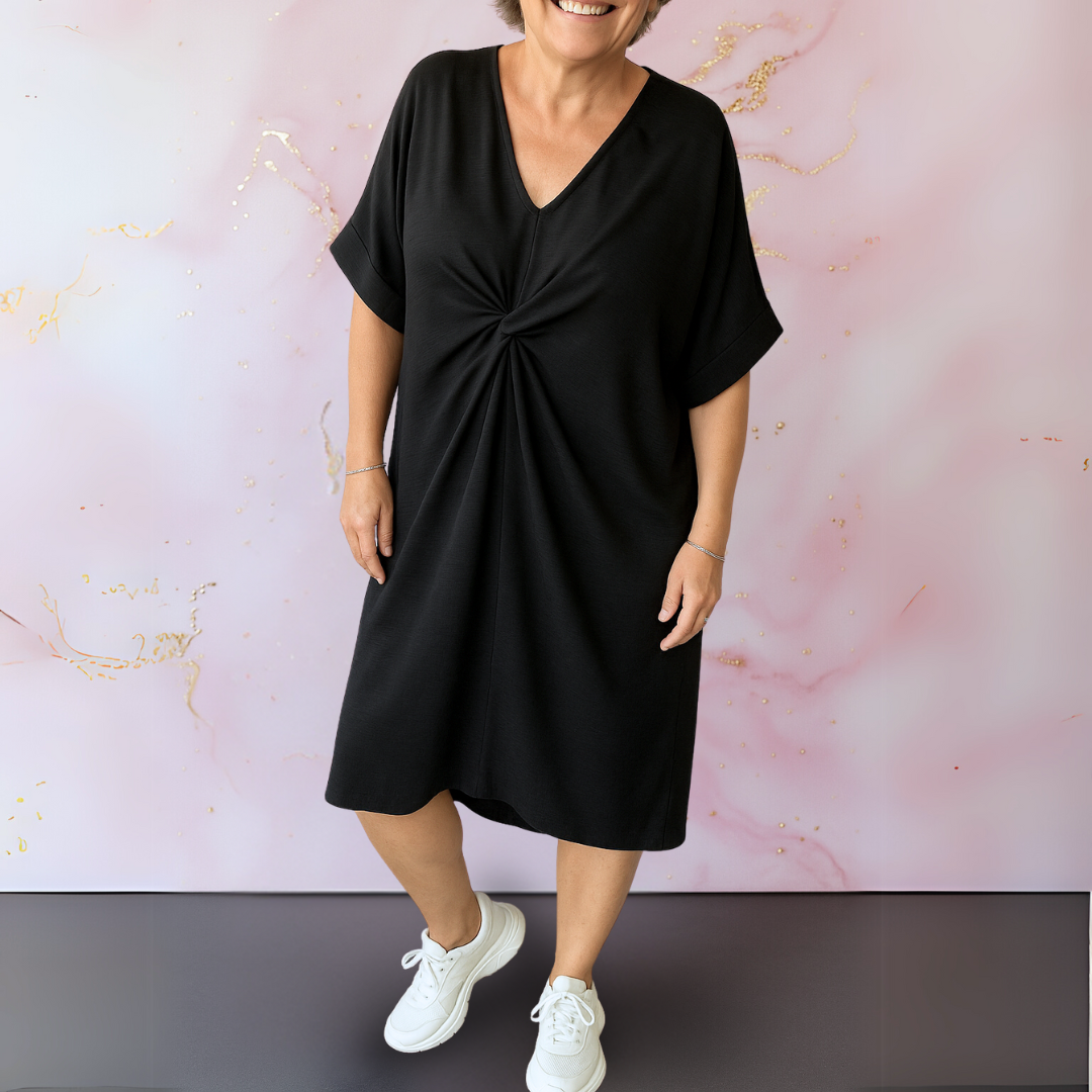 Ellen™ | Effen jurk met V-hals