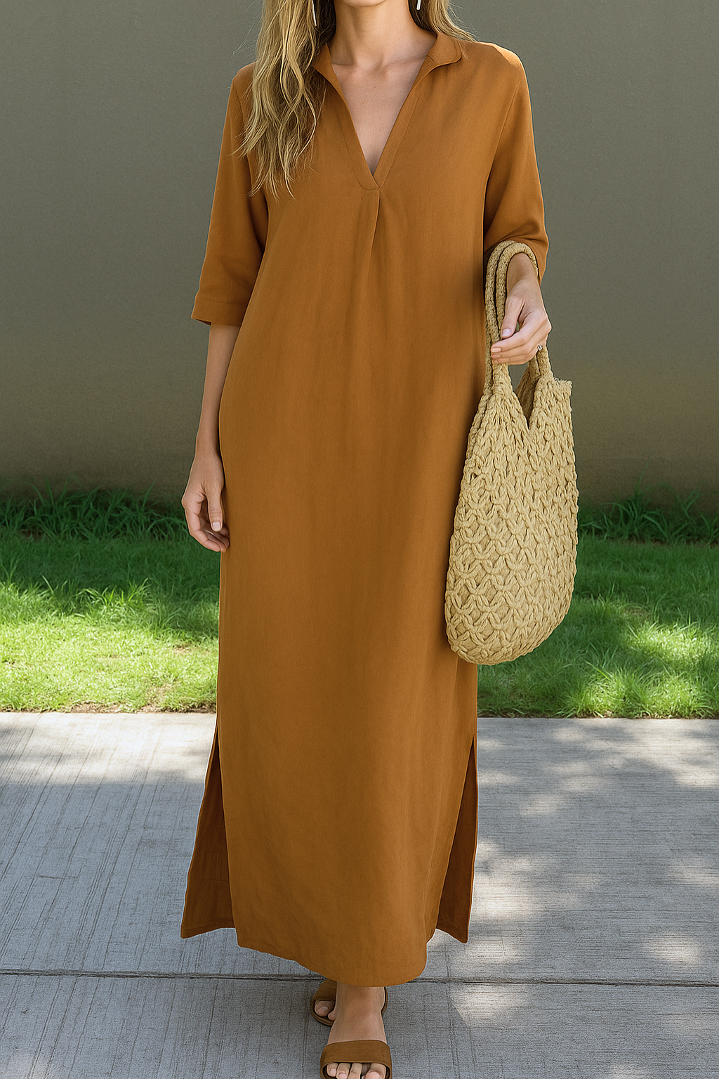 Alexa™ | Chic summer maxi dress with V-neck