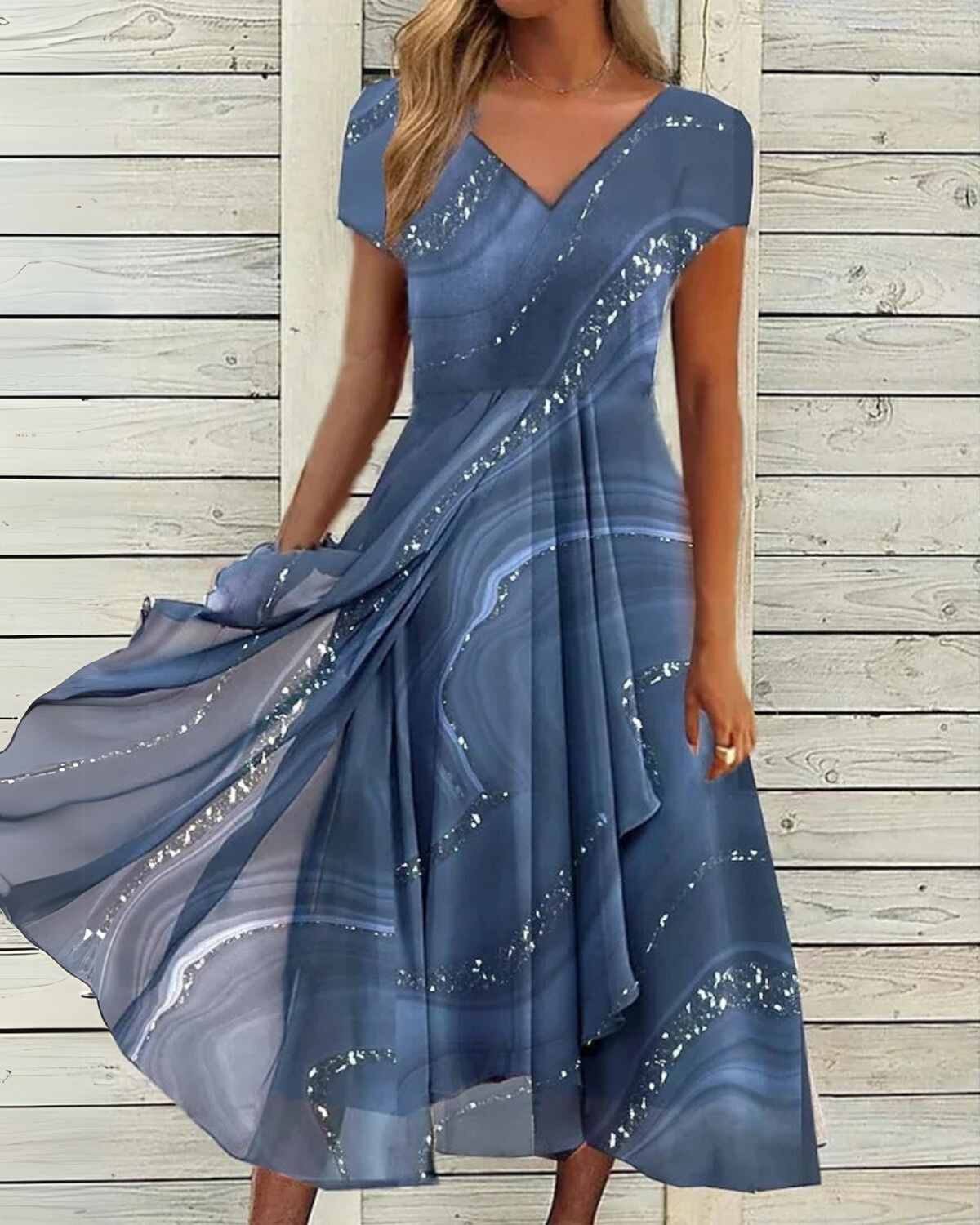 Molly | Stylish Marble V-neck Dress