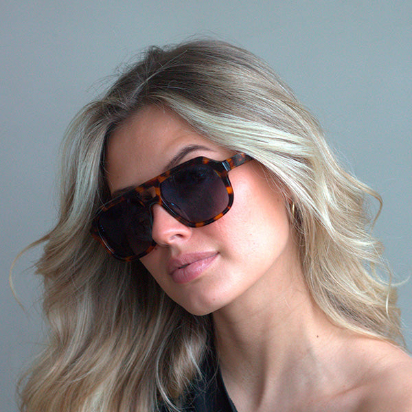 Caldiero Brown Turtle Blue Lens Solbrille - PREMIUM