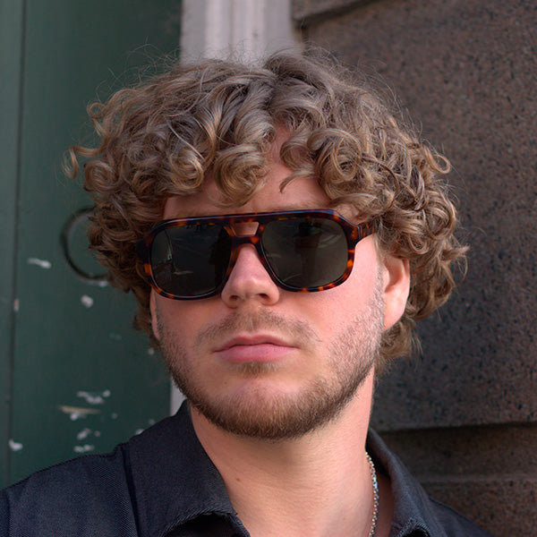 Caldiero Brown Turtle Green Lens Solbrille - PREMIUM | MEN