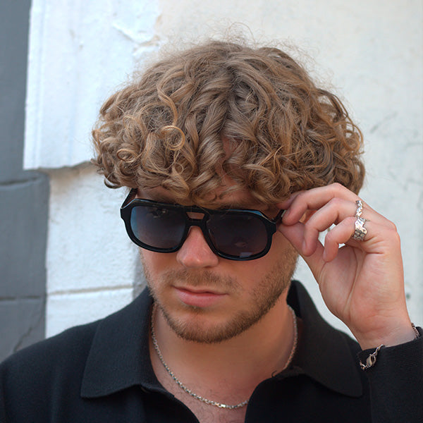 Caldiero Black Blue Lens Solbrille - PREMIUM | MEN