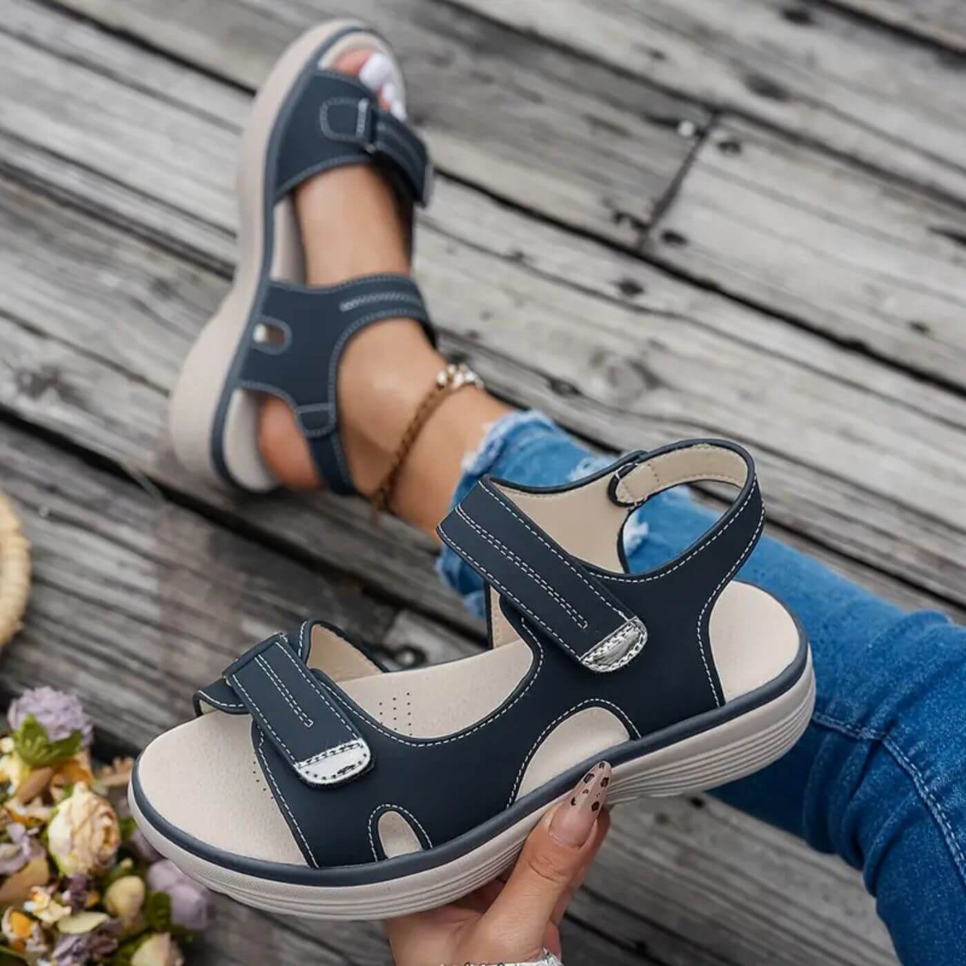 Rita™ | Comfortabele sandalen met sleehak en enkelbandje
