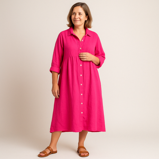 Eva™ | Cotton and linen shirt dress