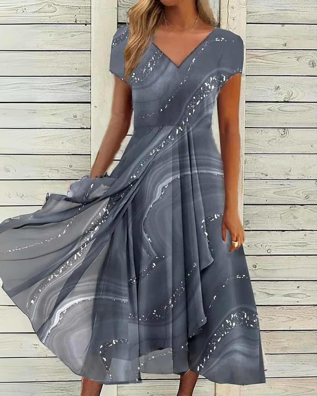 Molly | Stylish Marble V-neck Dress