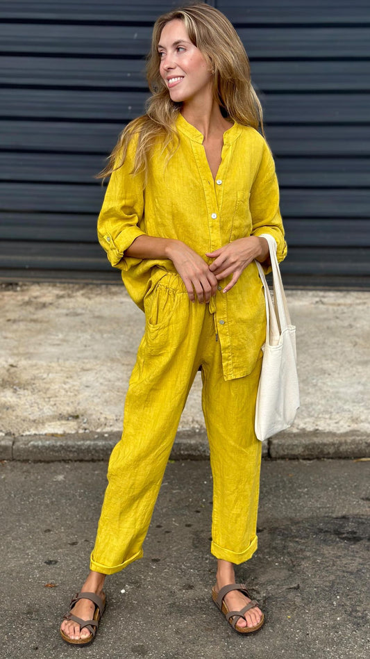 Marjan™ | Elegant two-piece linen shirt and pants set