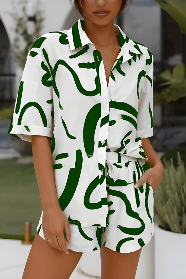 Whitney | Minimalist Abstract Print Shorts Set