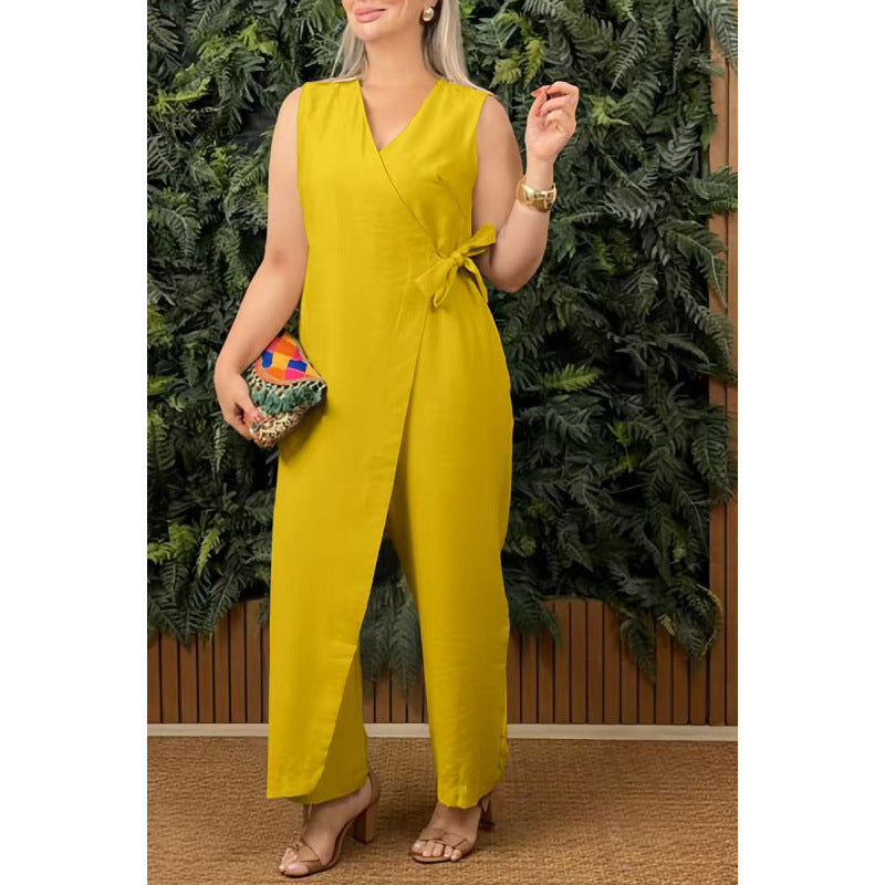 Lina – Effen V-hals jumpsuit