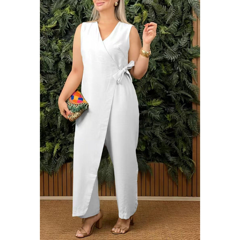 Lina – Effen V-hals jumpsuit