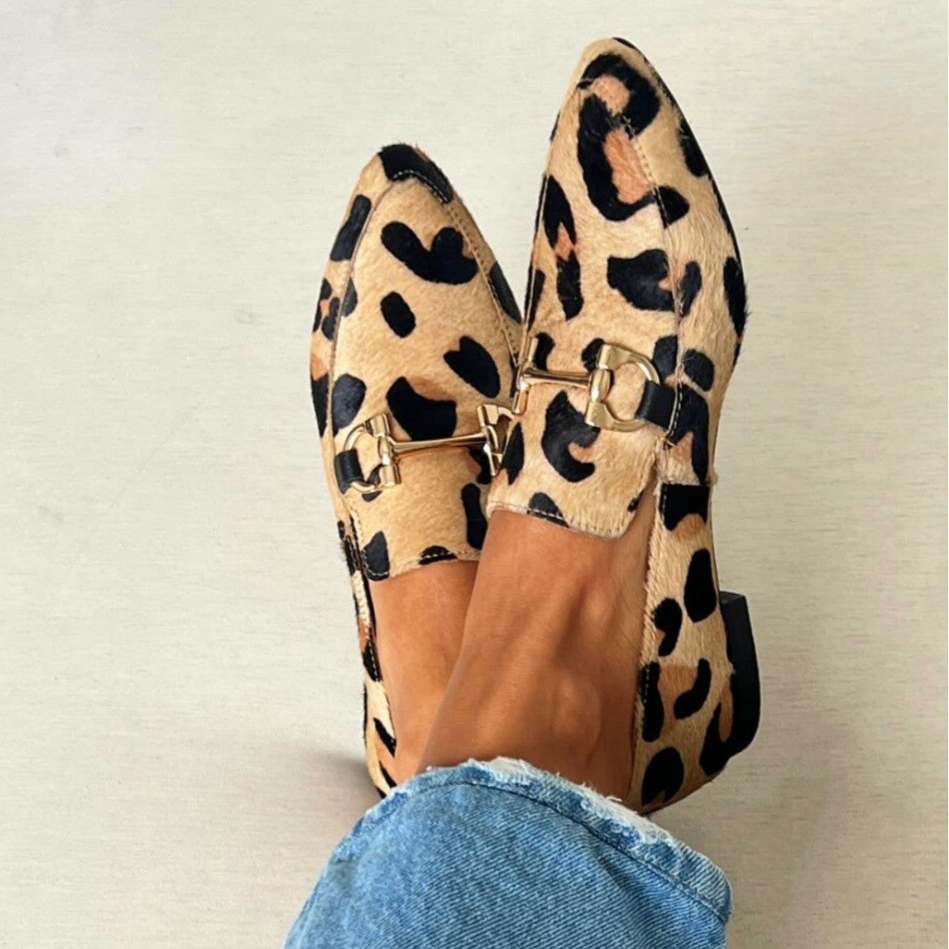 Aveline – Suede leopard print loafers