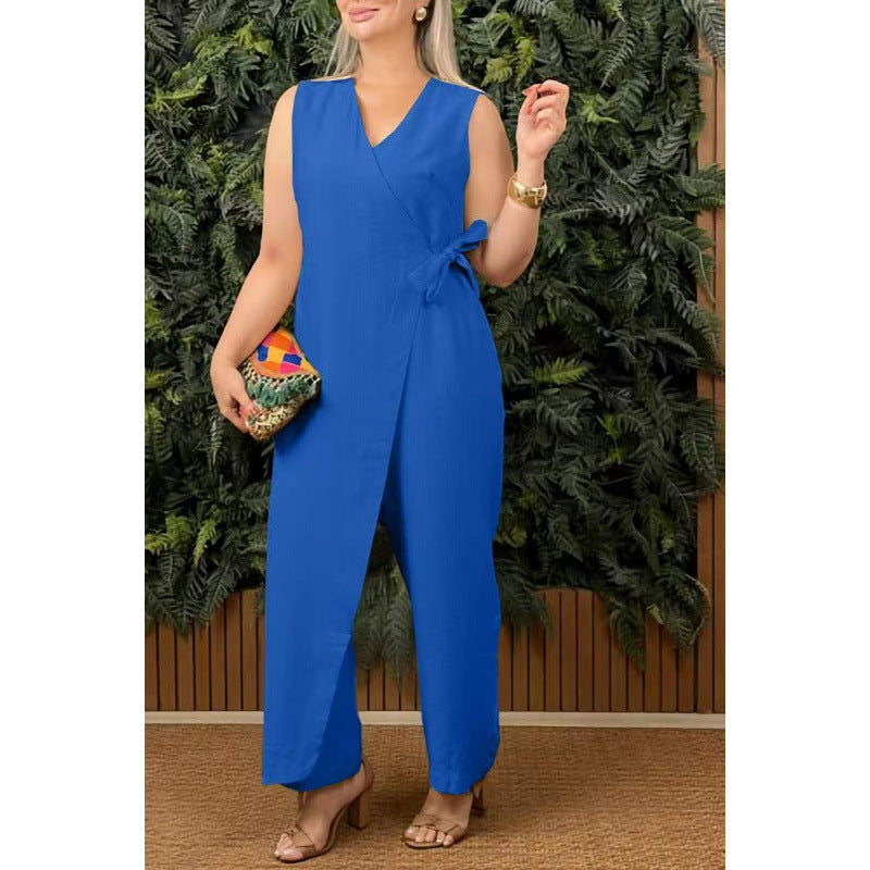 Lina – Effen V-hals jumpsuit