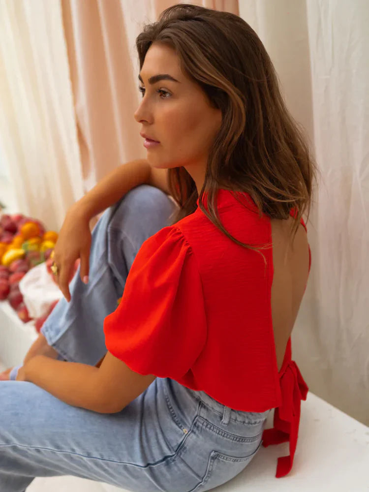 Nina – Rode Losvallende Top