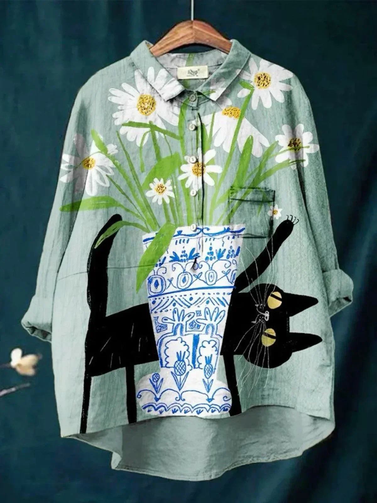 Rebecca | Stylish Cat Print Shirt