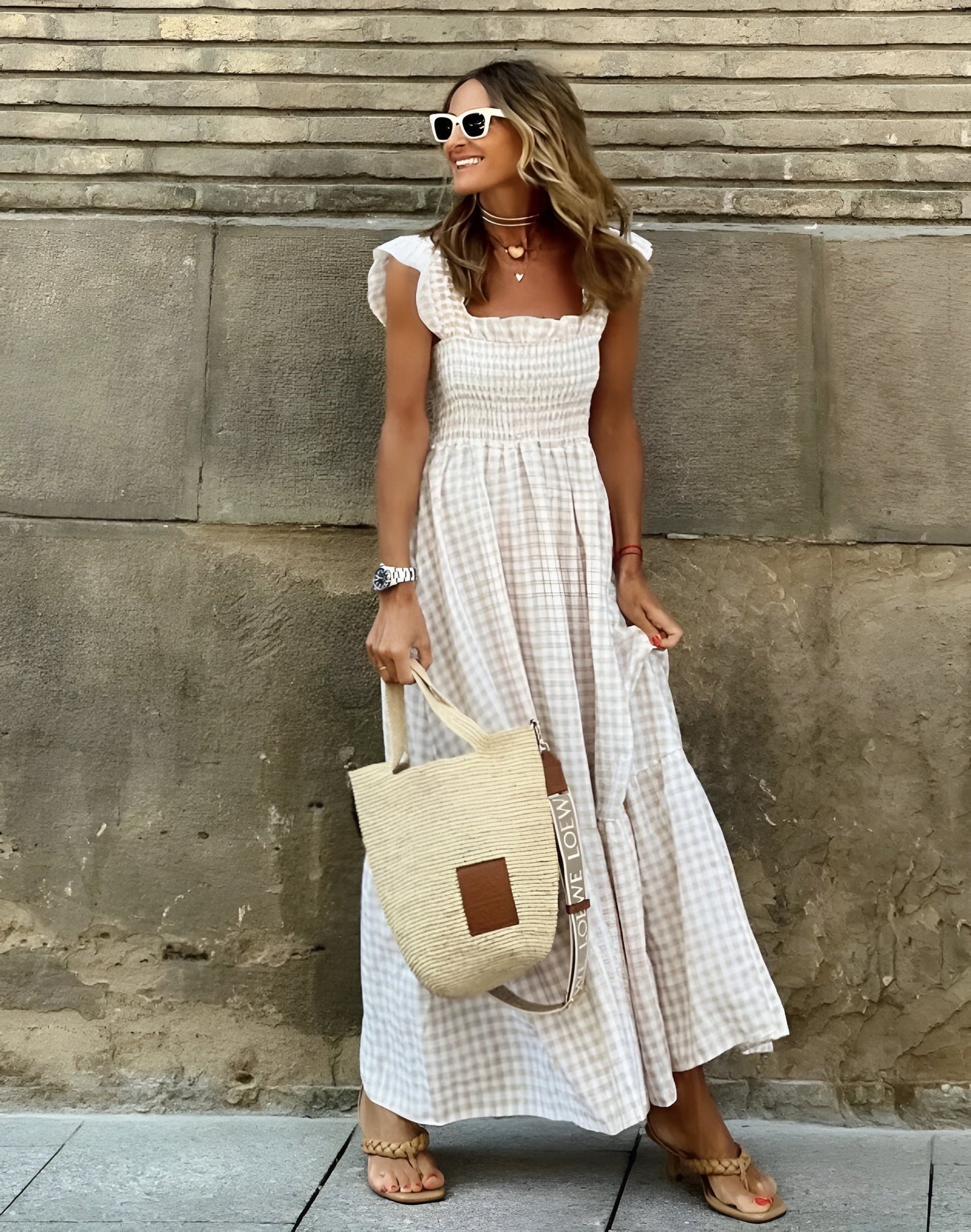 Caroline™ | Elegante geruite zomerjurk