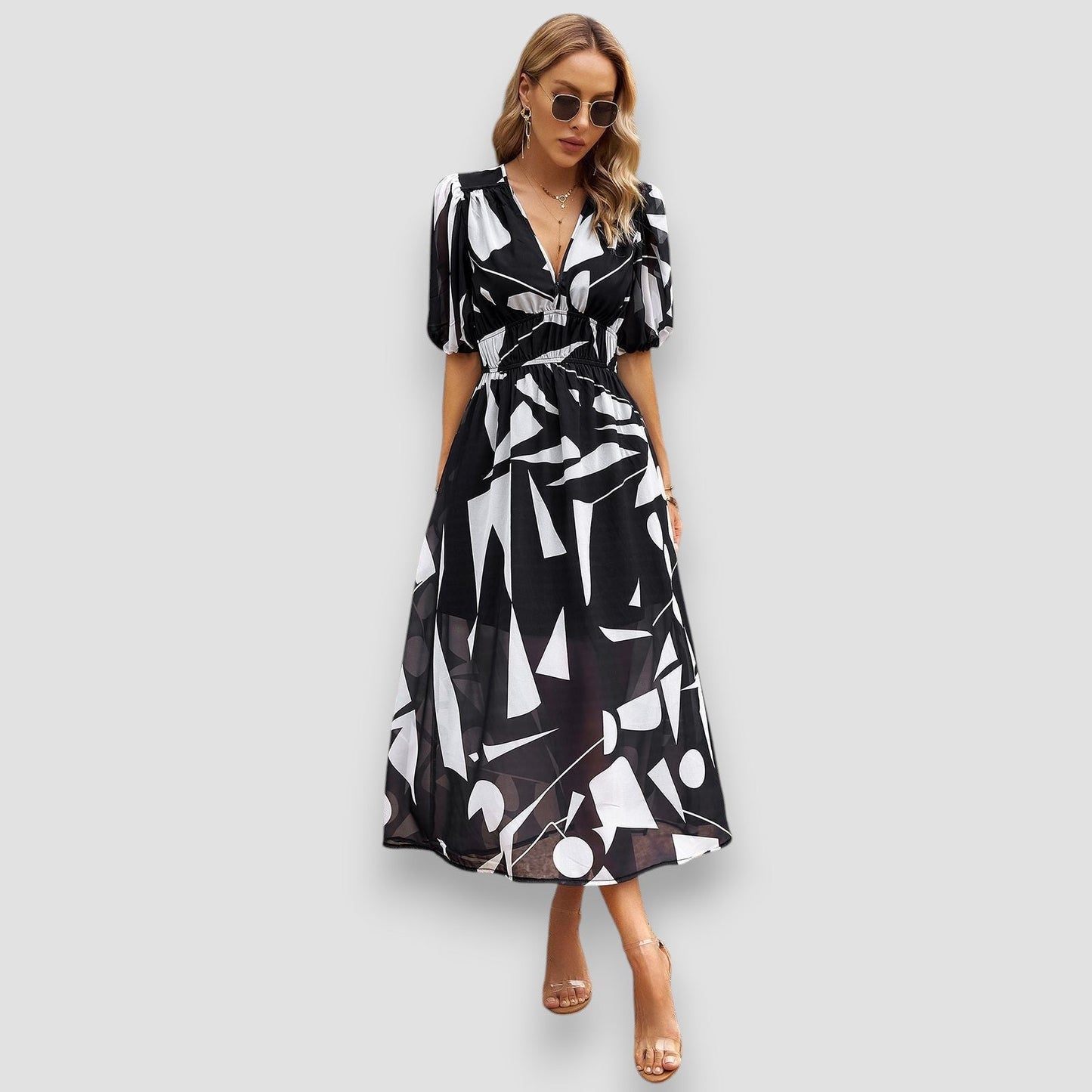 Daisy | Geometric Print Maxi Dress