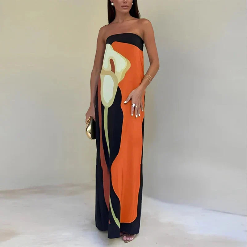 Angela | Stylish Elegant Strapless Maxi Dress