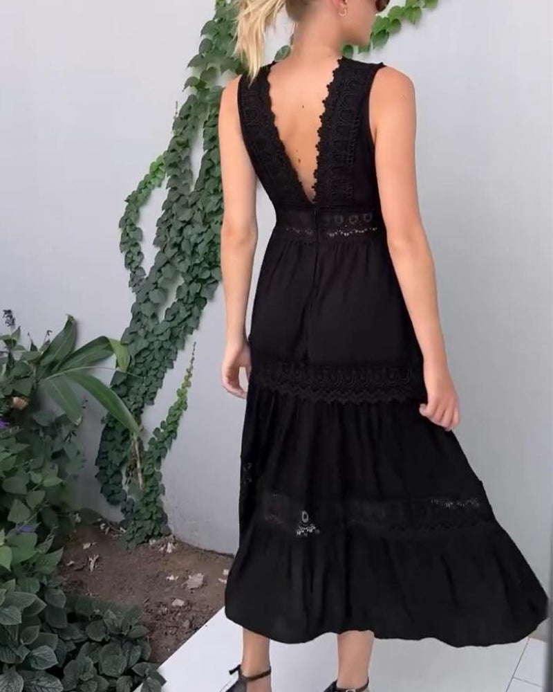 Stella | Romantic Lace Trim Midi Dress