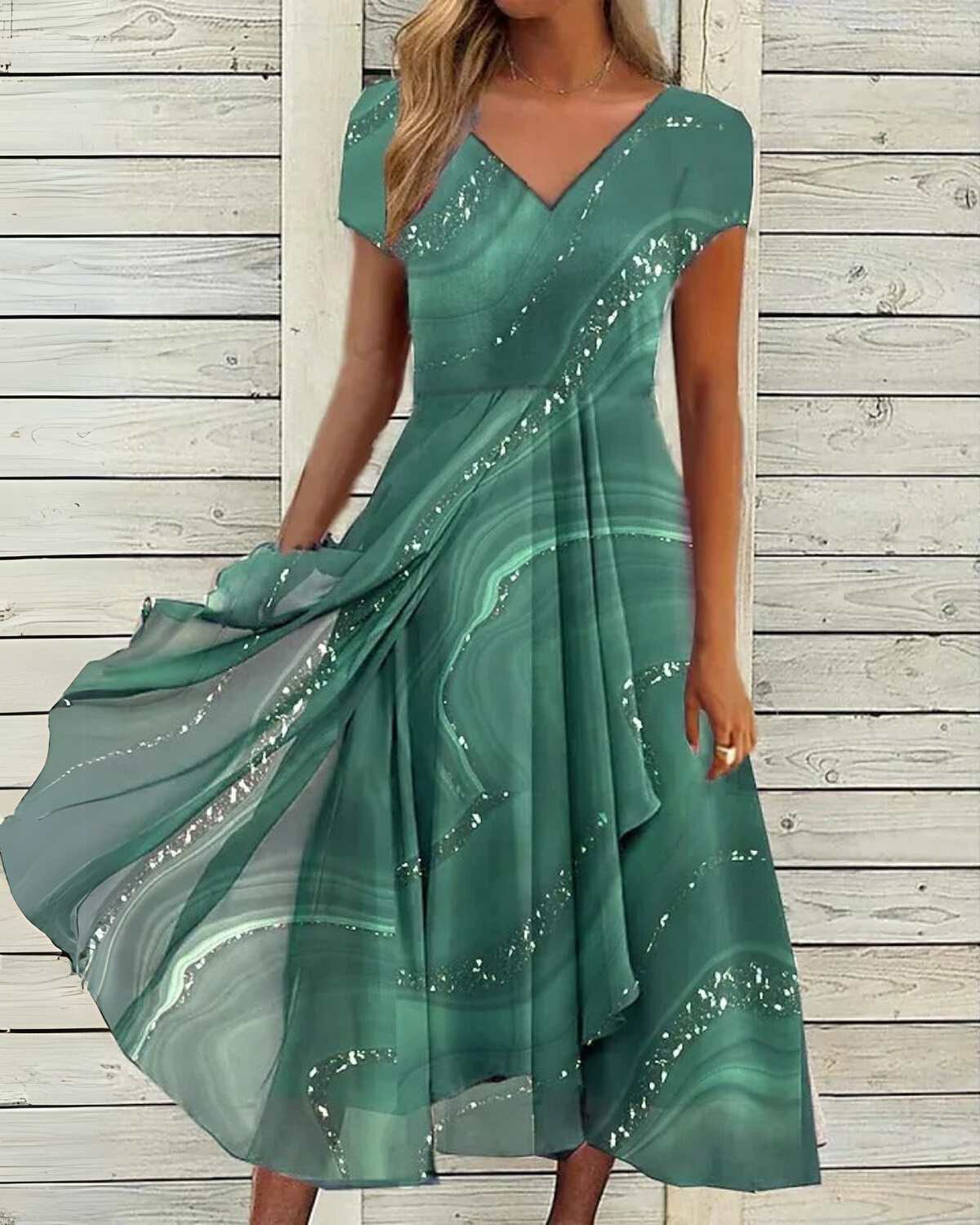 Molly | Stylish Marble V-neck Dress