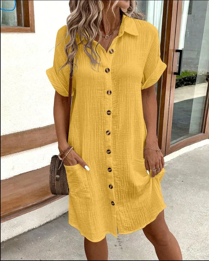 Caroline | Button Up Casual Shirt Dress
