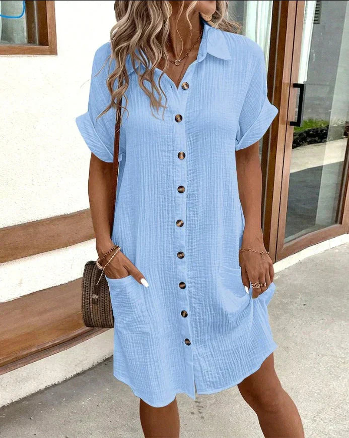Caroline | Button Up Casual Shirt Dress