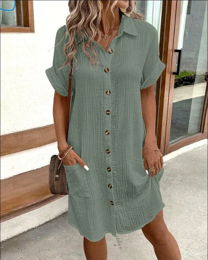 Caroline | Button Up Casual Shirt Dress