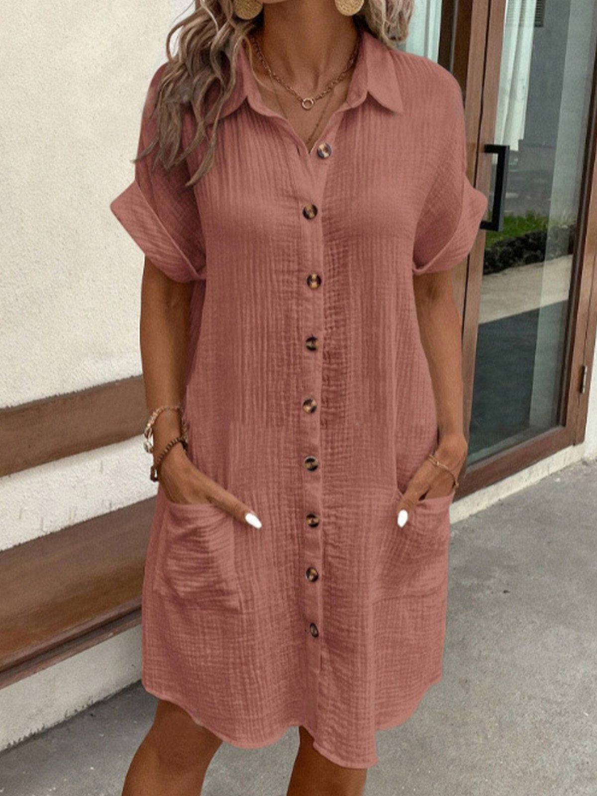 Caroline | Button Up Casual Shirt Dress