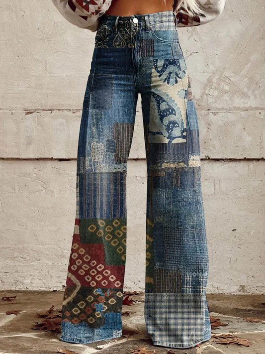 Brooke | Stylish Patchwork Wide Leg Jeans