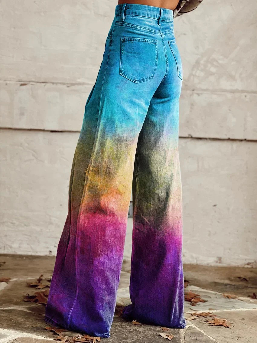 Vanessa | Vibrant Ombre Wide-Leg Denim