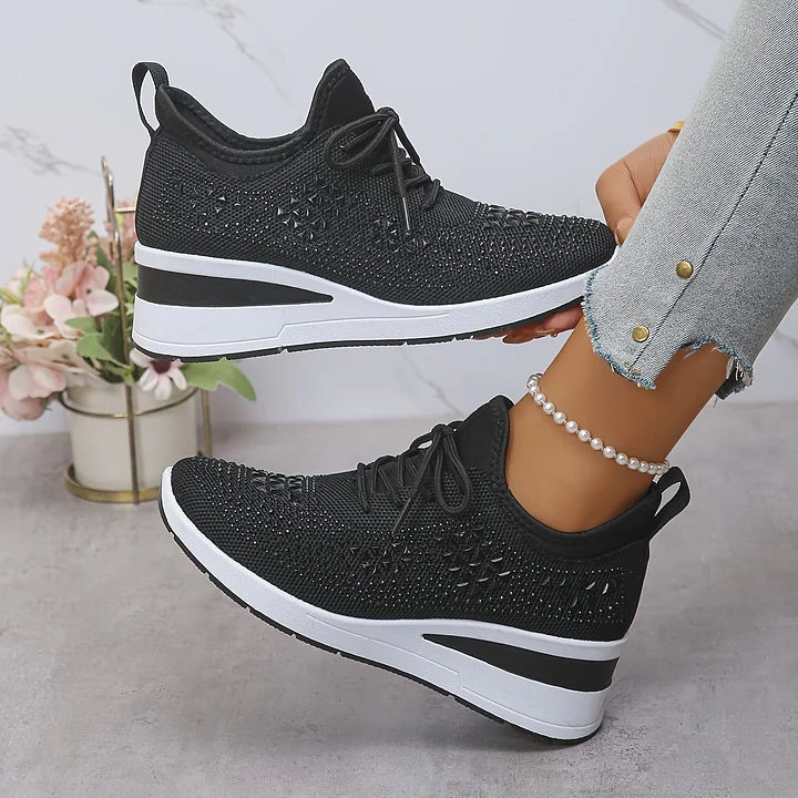 ð¥Laatste dag-actie 50% KORTING â Casual damesmode, ademende orthopedische sneakers met strassversiering