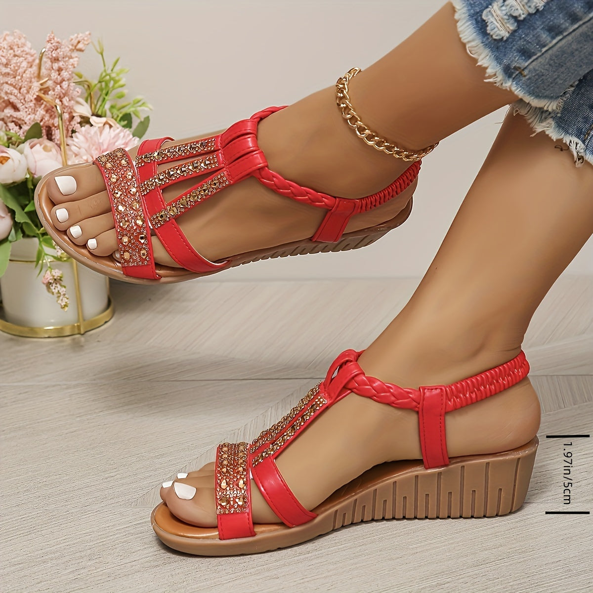 Trudy™ | Orthopedische Ibiza-style sandalen met sleehak
