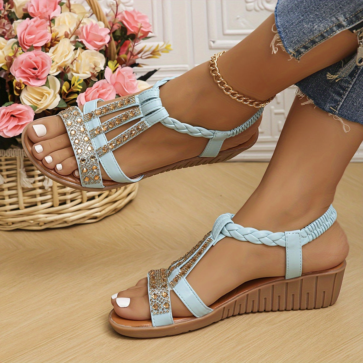 Trudy™ | Orthopedische Ibiza-style sandalen met sleehak